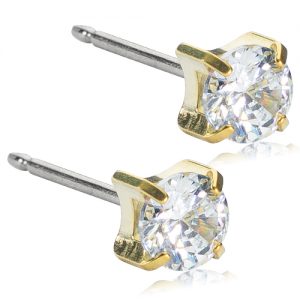 Blomdahl Golden Titanium 5mm Tiffany CZ White D_7330981153161_15-1304-30_L