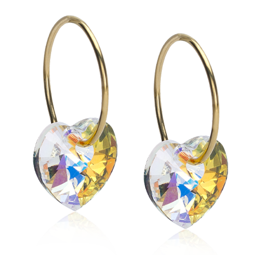 Blomdahl Earrings Golden Titanium Heart Rainbow 10mm Ring 14mm D / 95