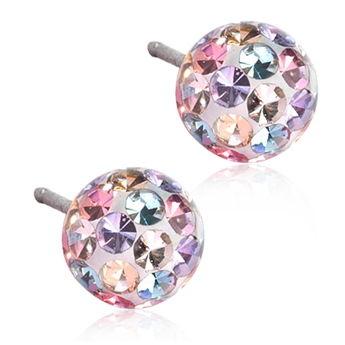 Blomdahl Earrings Natural Titanium 6mm Light Fantasy Crystal Ball D / 286