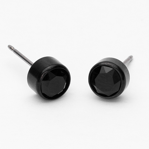 Blomdahl Earrings Black Titanium Bezel Black 6mm D / 347