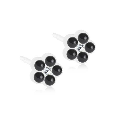 Blomdahl Earrings Medical Plastic Daisy Pearl Jet 6mm C / 295