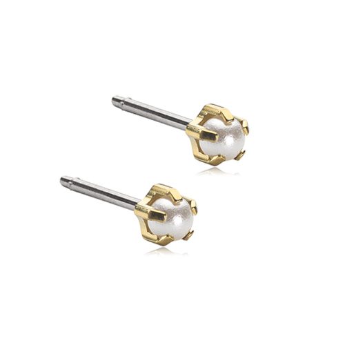 Blomdahl Earrings Golden Titanium 4mm Tiffany Pearl D / 327