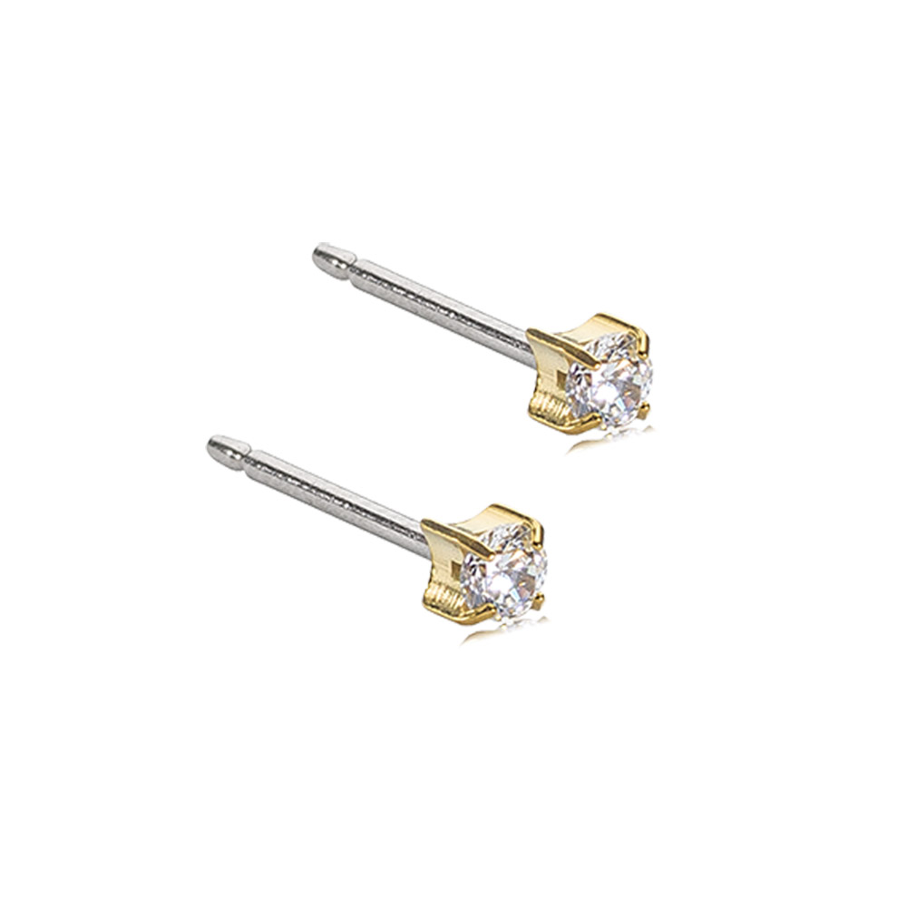 Blomdahl Earrings Golden Titanium 3mm Tiffany CZ D / 337